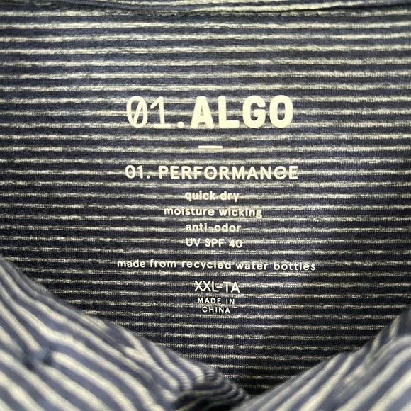 0.1 Algo men’s blue and gray striped short sleeve polo golf shirt size XXL - Picture 4 of 5
